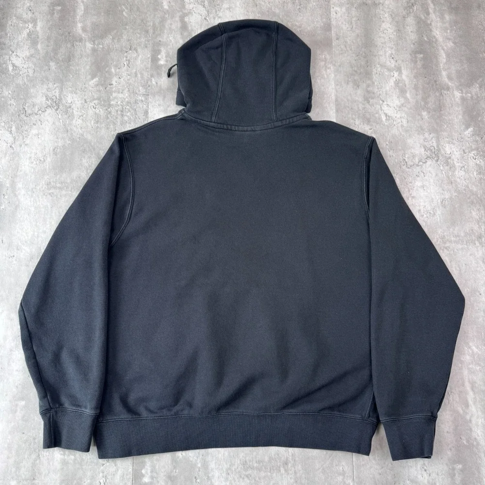 Nike Swoosh Hoodie Mens Large Black Embroidered Logo Sweatshirt Grunge Y2K